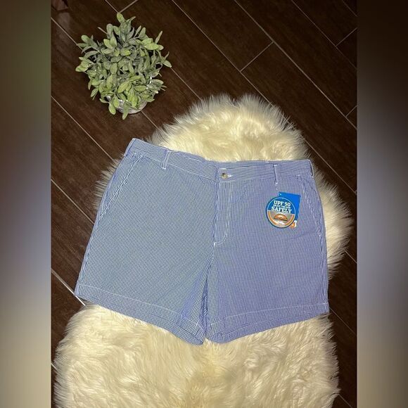 Columbia royal blue and white gingham super bonehead shorts sz 42 - Picture 1 of 7